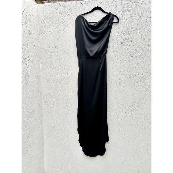 NWT Nonchalant Label Hi Low Hem Satin Dinah Maxi Dress Black Women's Size XS - Picture 3 of 8
